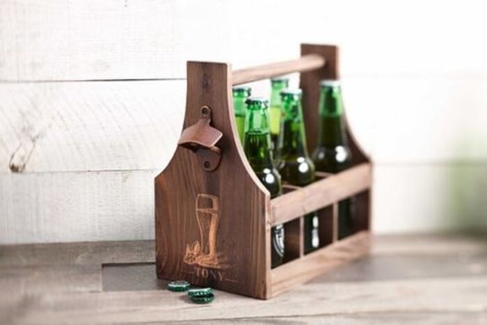 Wooden beer holder: unique present for him