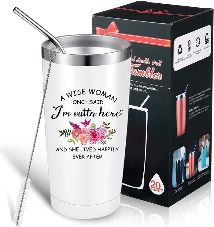 Retirement gifts for women - Funny Glass Insulated for Retirement