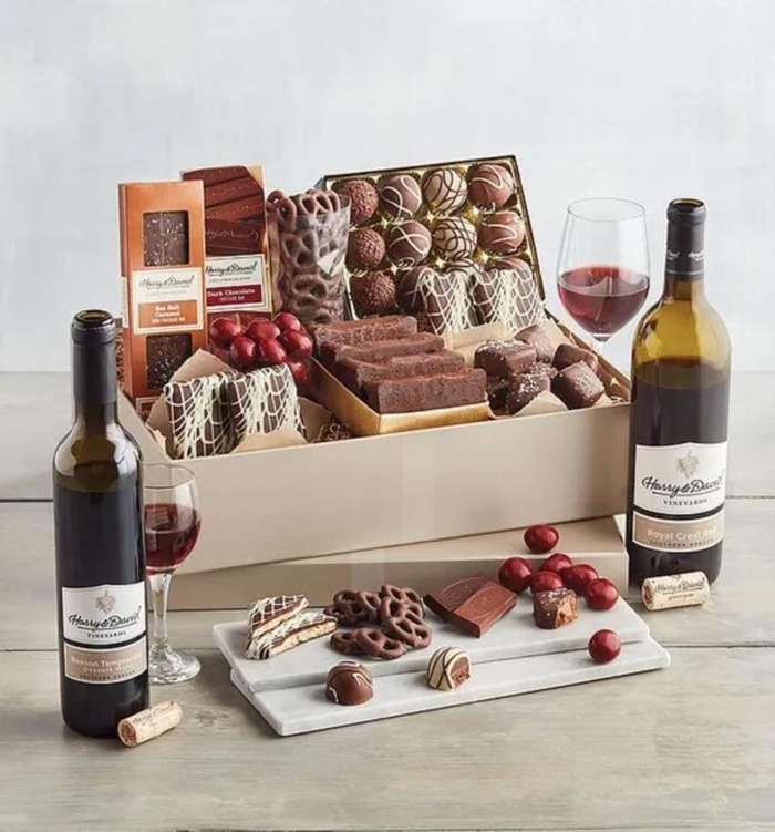 Best retirement gift ideas for women - Wine bottle and Chocolate Treasure Box