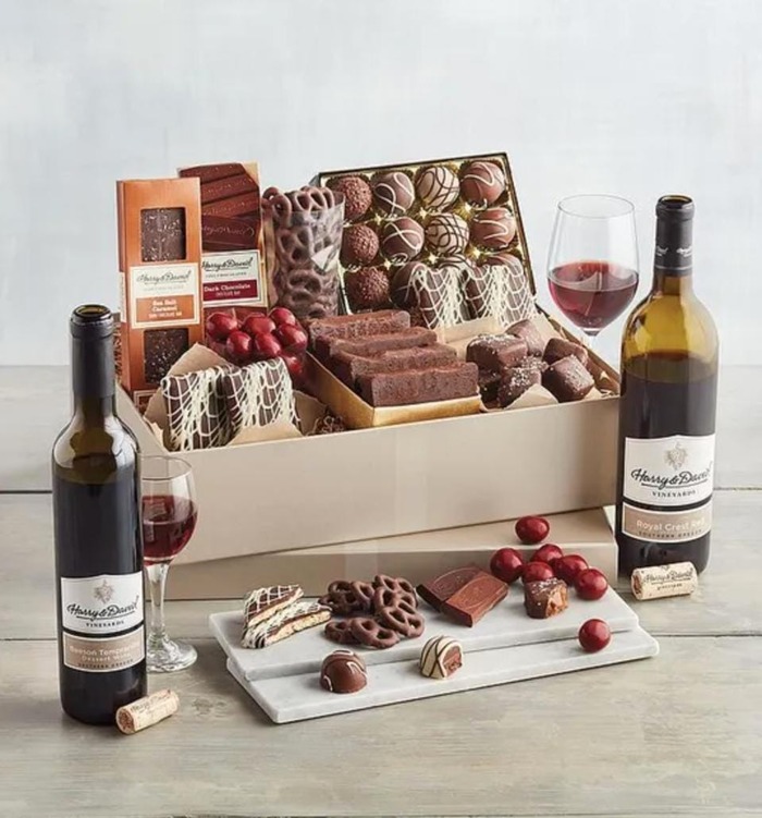 Best Retirement Gift Ideas For Women - Wine Bottle And Chocolate Treasure Box