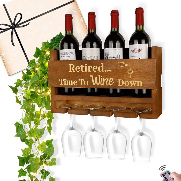 Retirement gifts for women - Personalized Wine Rack