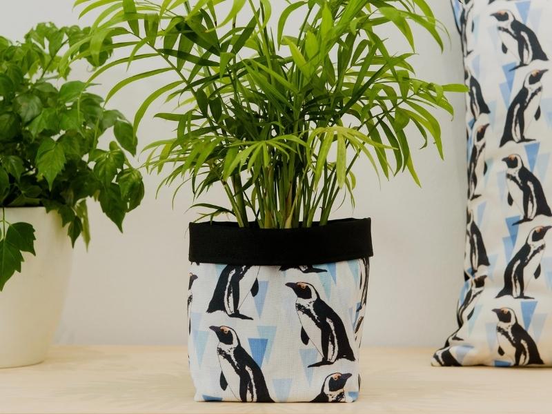 Penguin Print Fabric Plant Pot for 33rd anniversary ideas for him