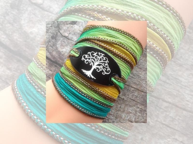 Tree Of Life Silk Wrap Bracelet For The 33Rd Anniversary Gift