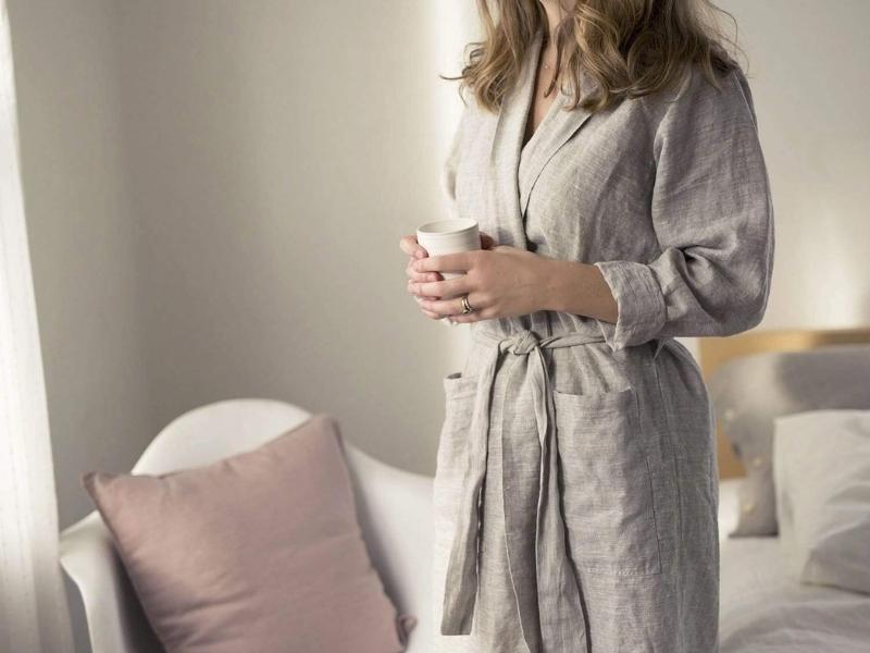 Natural Linen Robe For The 33Rd Anniversary Gift