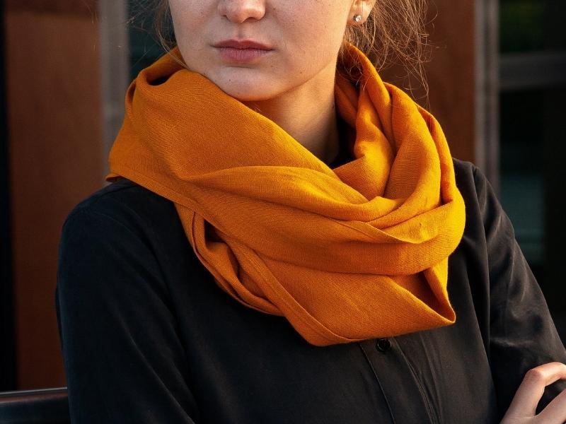 Bright Orange Linen Scarf For The 33Rd Anniversary Gift