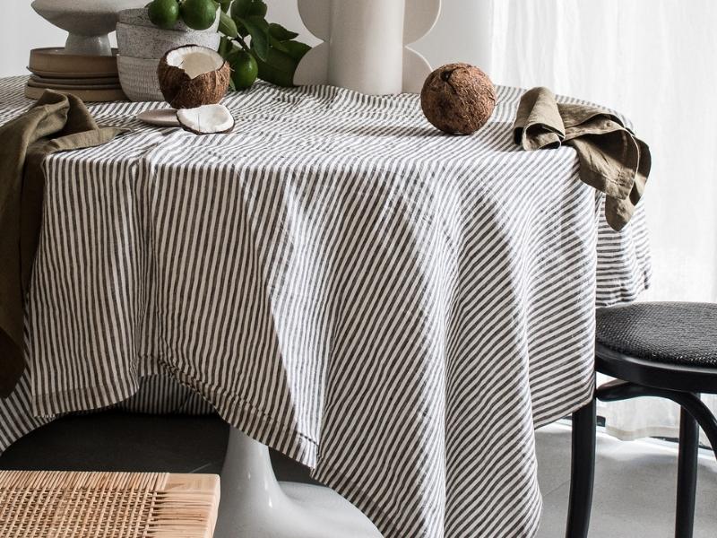 Charcoal Aged Linen Tablecloth For The 33Rd Anniversary Gift