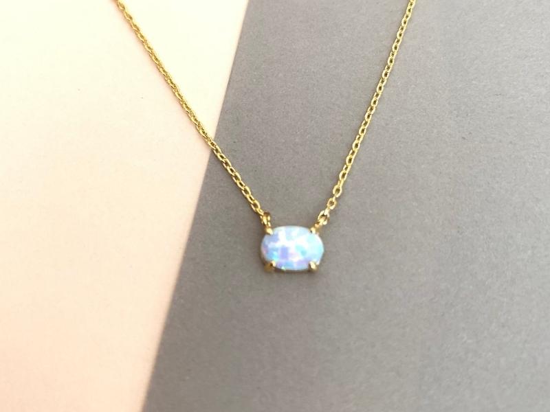 Simple Opal Necklace For The 34Th Anniversary Gift For Wife
