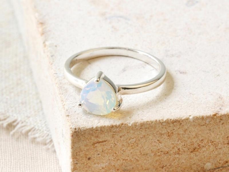 Sterling Silver White Opal Ring for the 34th anniversary present