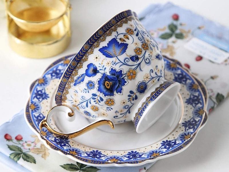 Gold China Set In Blue For The 36Th Anniversary Gift