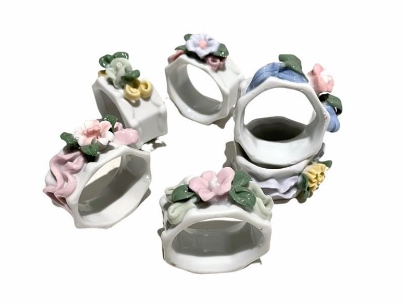 Bone China Flower Napkin Ring Set