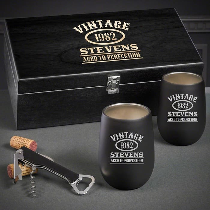 Personalized Retirement Gifts - A Wine Set As Cool As He Is