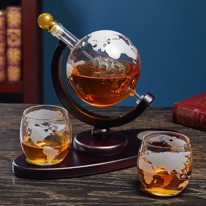 personalized retirement gifts - Globe Decanter Set