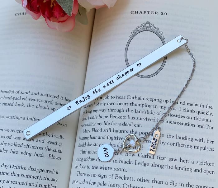 engraved retirement gifts - "Enjoy the Next Chapter" Personalized Metal Bookmark