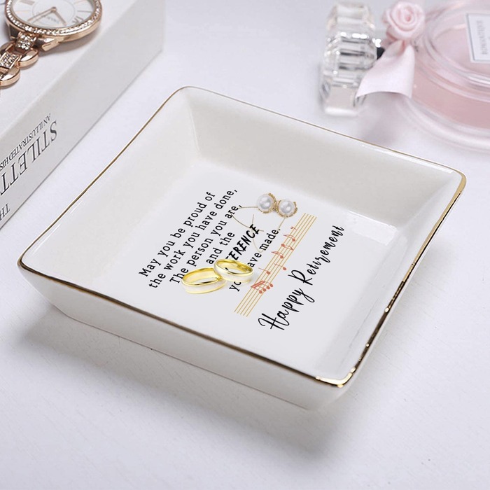 retirement gifts for mom - Happy Retirement Ring Dish