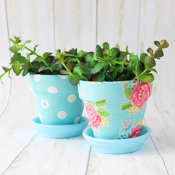 retirement ideas for mom - Fabric-Covered Flower Pot