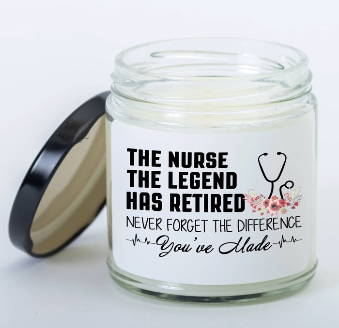 Retirement Gift Ideas For A Nurse - The Nurse The Legend Has Retired Candle