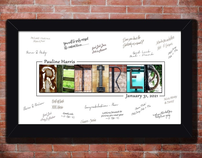 retirement gift ideas for a nurse - Retirement Signature Letter Art