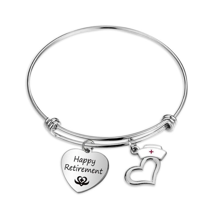 Personalised Nurse Retirement Gifts - Happy Retirement Rn Bracelet