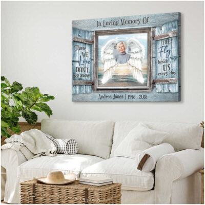 personalized sympathy gift angel wings art memorial canvas print