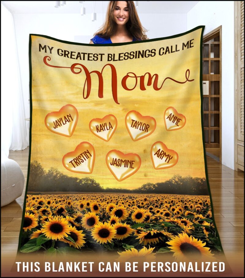 Blanket For Mom Personalized Gift For Mother Birthday Sunflower Blanket