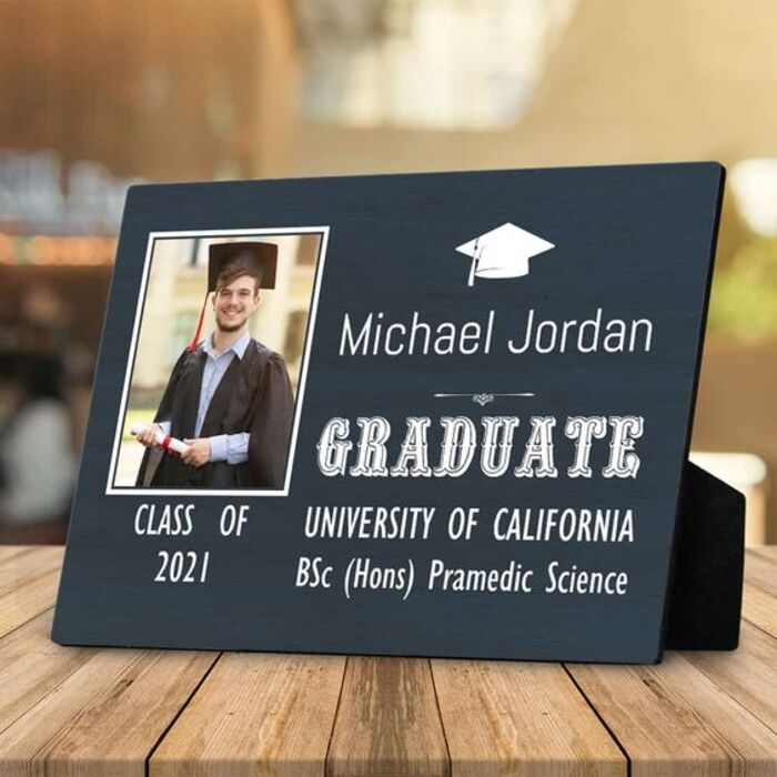 Personalized desktop plaque for his graduation