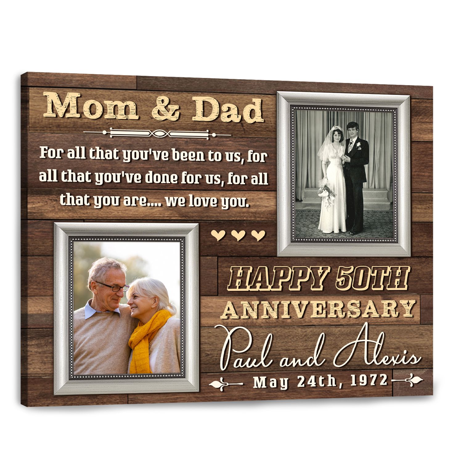 happy 50th anniversary mom and dad gift custom photo canvas print 02