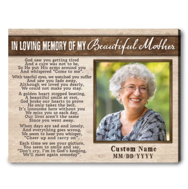 In Loving Memory Of My Beautiful Mother Poem Special Remembrance Gifts ...