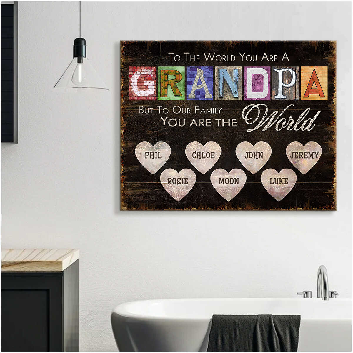 personalized father's day gift for grandpa unique gift for grandpa custom canvas wall art