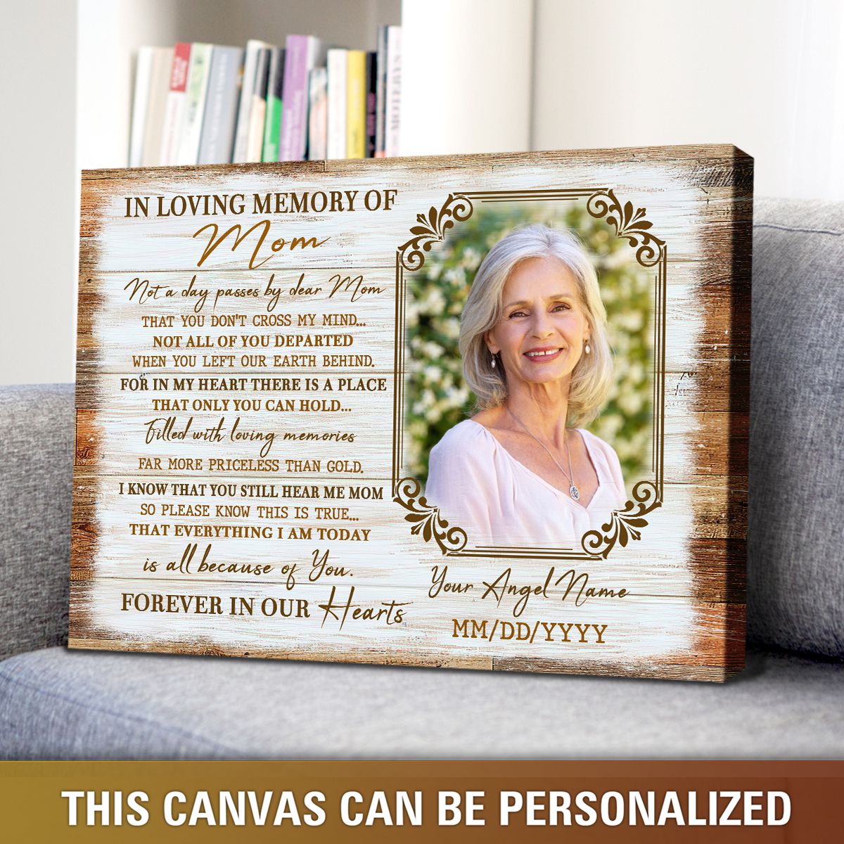 Personalized Memorial Canvas For Mom, Sympathy Gifts For Loss Of