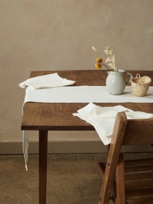 Linen table runner for eight years of marriage