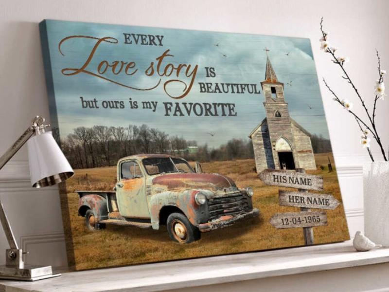 Every love story is beautiful Farmhouse Oh Canvas