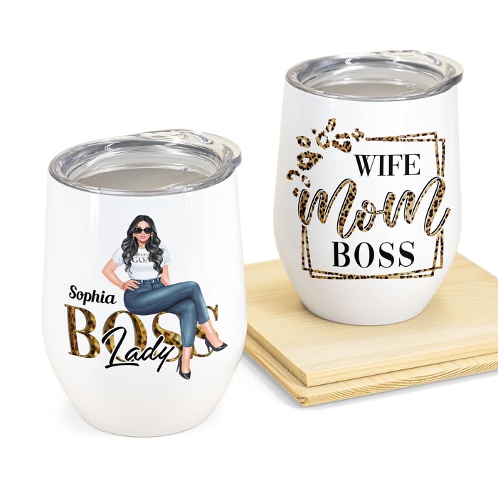 Boss Lady Tumbler Wine Glass - Farewell Gift For Boss Female