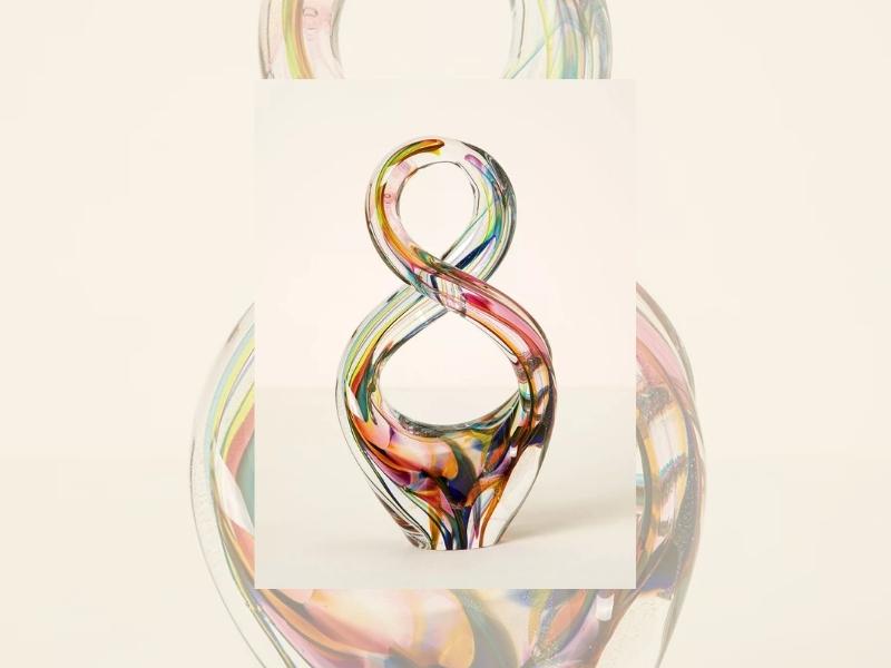 Rainbow Glass Infinity Sculpture For The 27Th Anniversary Gift