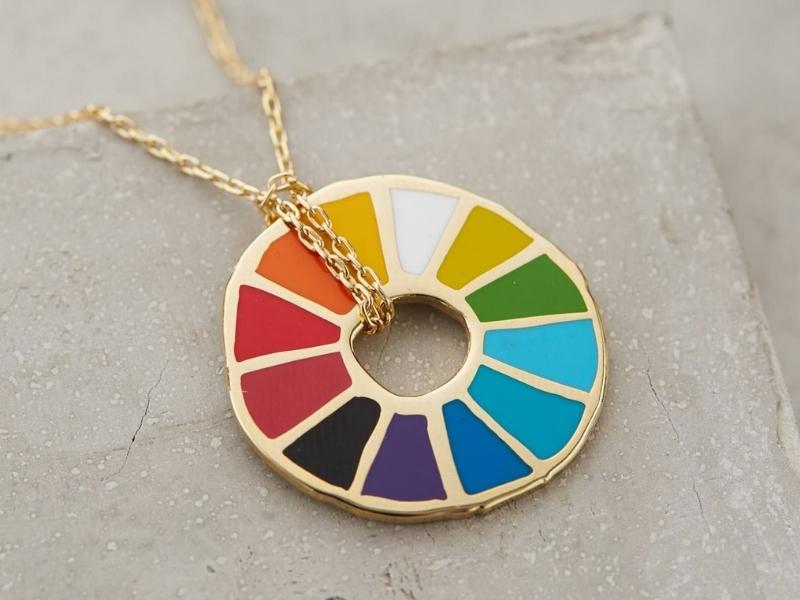 Color Wheel Pendant Necklace For Anniversary Sculpture Gifts