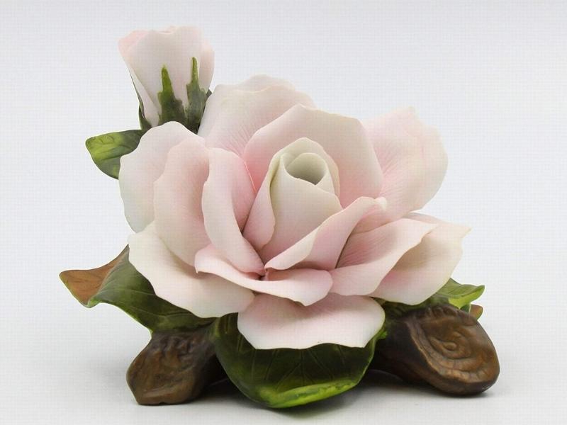 Porcelain Pink Rose Figurine For 27Th Anniversary Gifts For Her