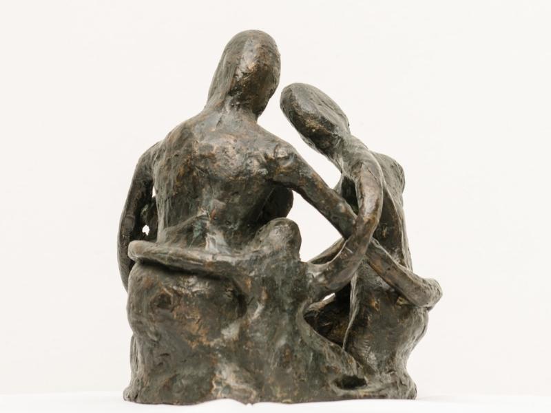 Bronze Family Hugging Sculpture For The 27Th Anniversary Gift