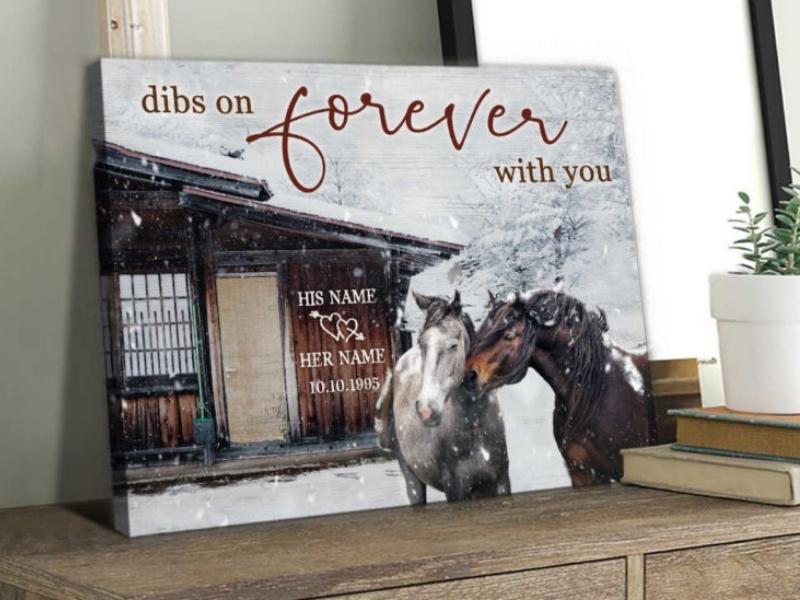 Couple Horses Dibs on forever with you Oh Canvas