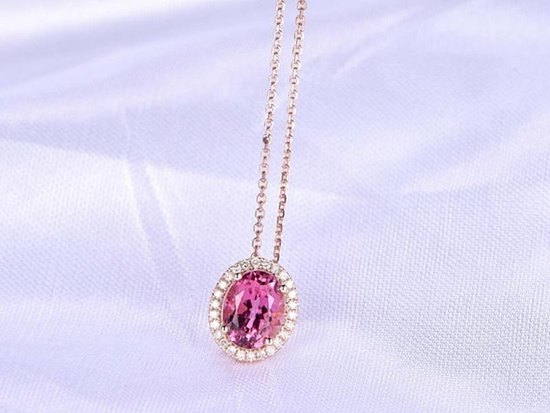 Oval-Cut Tourmaline Necklace for the 38th anniversary gift for wife