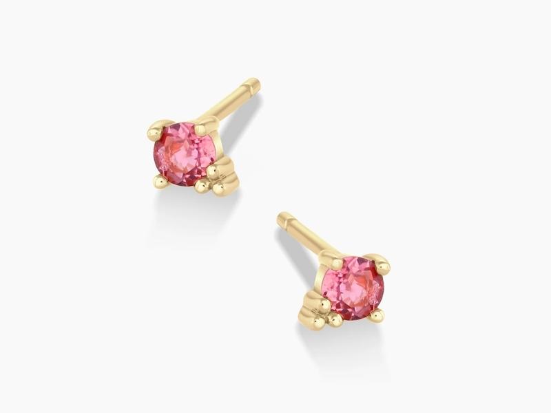 Pink Tourmaline Trinity Stud For The 38Th Anniversary Gift For Wife