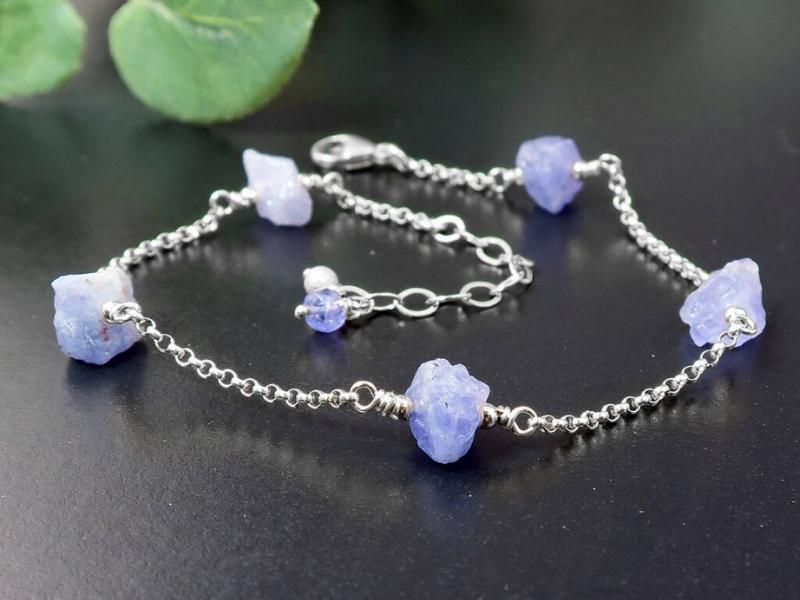 Raw Tanzanite Bracelet For The Gift 38Th Wedding Anniversary