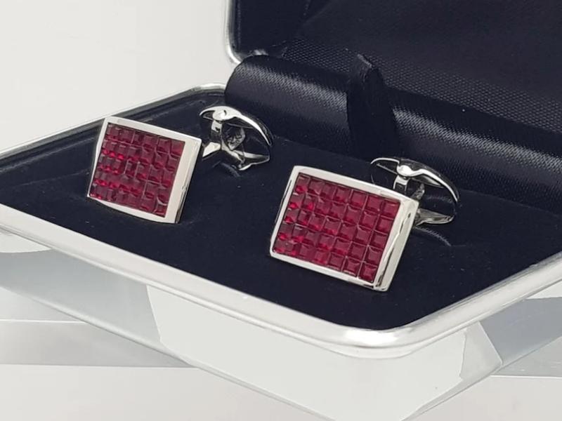 Men’s Ruby Crystal Cufflinks For The 38Th Anniversary Gift