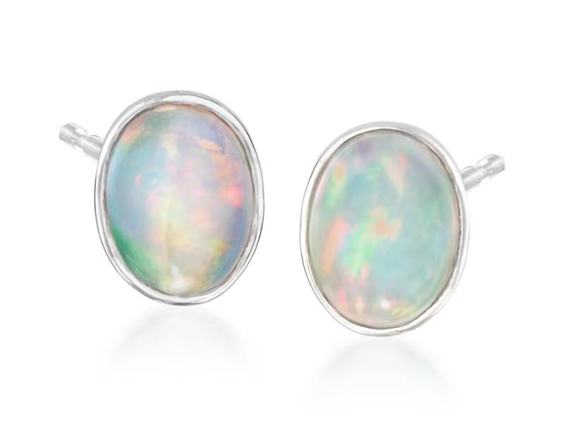 Opal Sterling Silver Earrings For The 38Th Anniversary Present