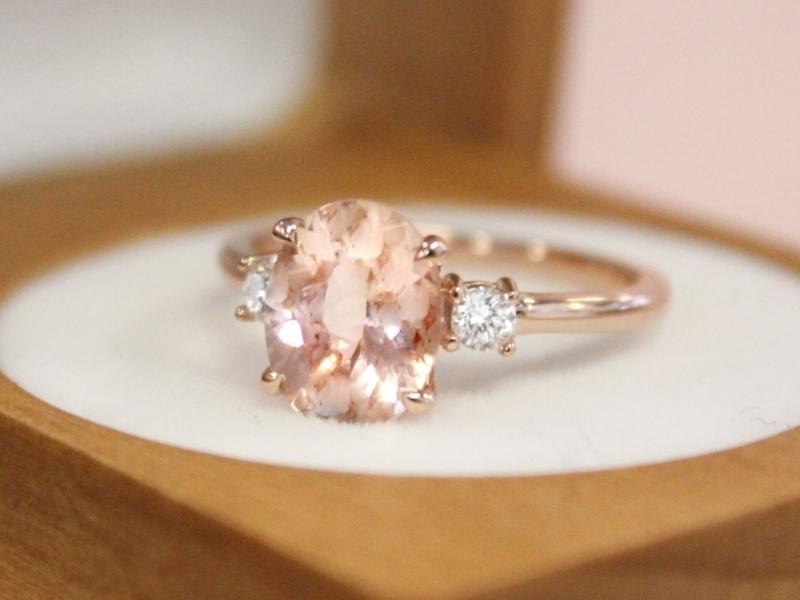 Morganite And Diamond Ring For The 38Th Anniversary Gift Traditional