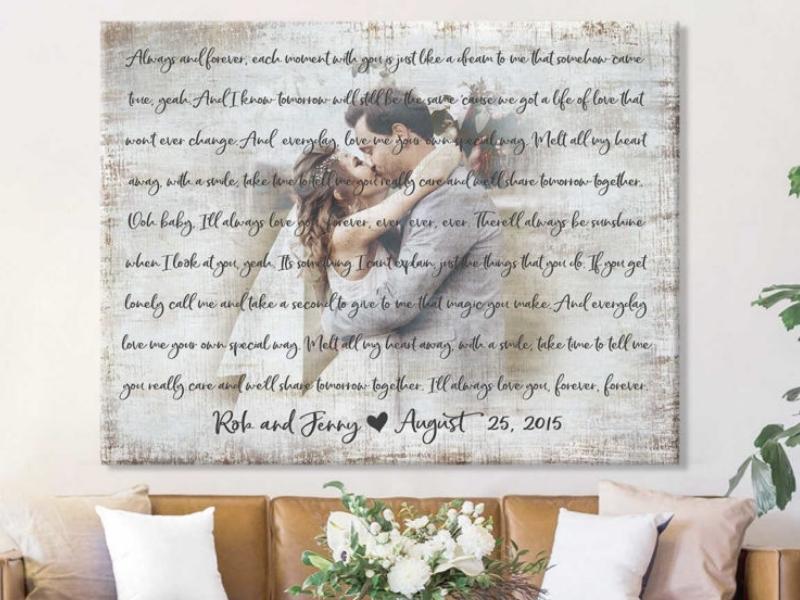 Photo Customized Wedding Lyrics Prints Wall Art Oh Canvas