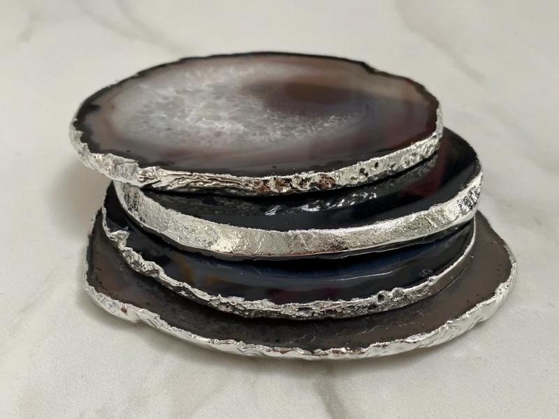 Black Agate Coasters For 39Th Anniversary Gift Ideas