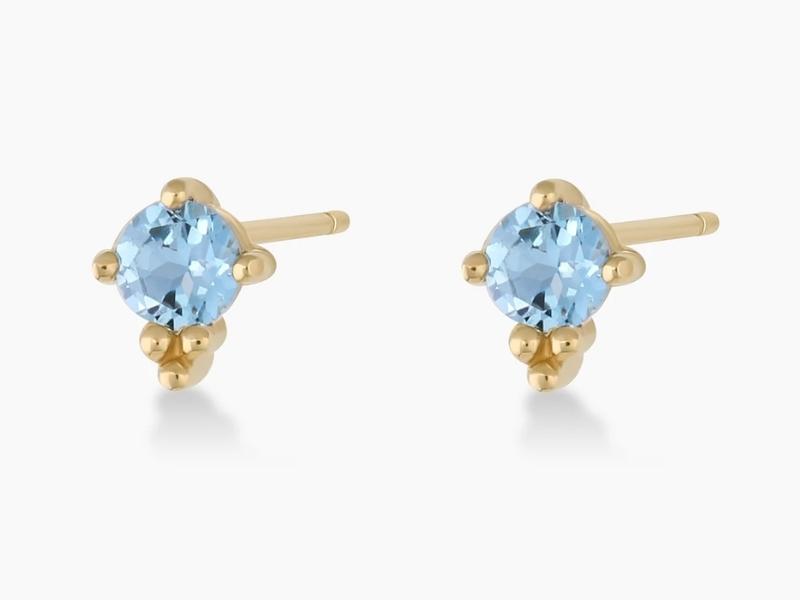 Blue Topaz Trinity Studs For The 41St Anniversary Gift For Wife