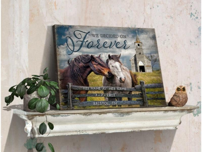 We Decided On Forever Beautiful Loving Horses and Old Church Wall Art Oh Canvas