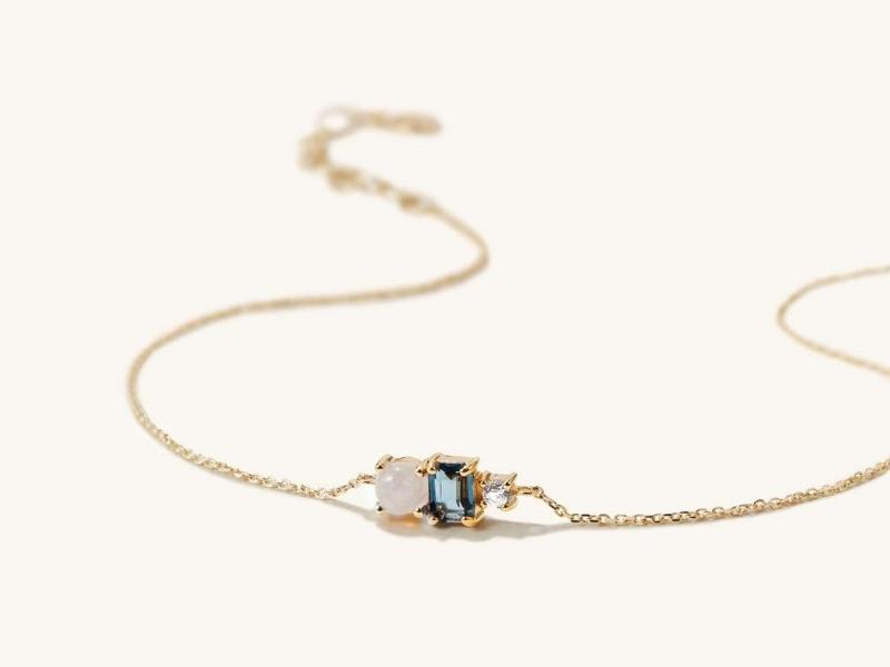 Mejuri Blue Topaz Trio Necklace For The 41St Wedding Anniversary Gift