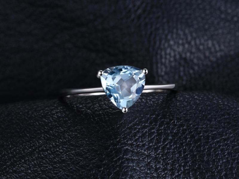 Solitaire Triangular-Shaped Topaz Ring For 41St Anniversary Gift Ideas