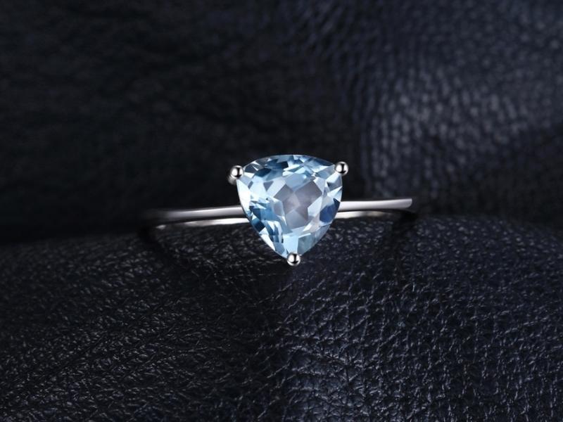 Solitaire Triangular-shaped Topaz Ring for 41st anniversary gift ideas